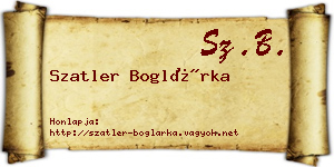 Szatler Boglárka névjegykártya